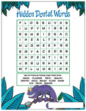 Hidden Dental Words activity sheet - Pediatric Dentist in Keller, Fort Worth and Southlake, TX - Bridget McAnthony, DDS